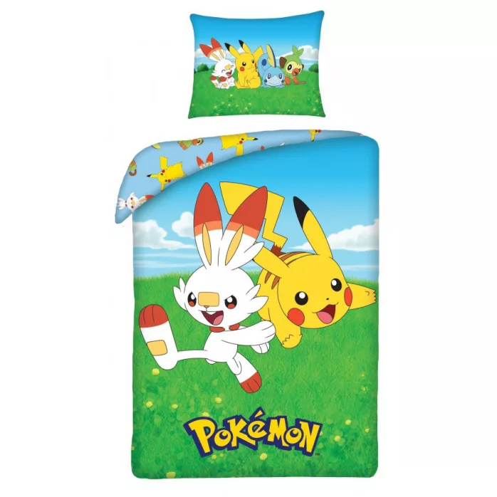 Ensemble de literie Pokémon 100% Coton - Housse de couette 140×200 cm et taie d'oreiller 70×90 cm - Lit 1 place