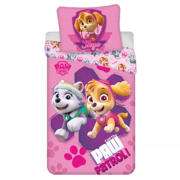 Parure lit Housse de couette 140x200cm La Pat' Patrouille - 100% coton - pour fille - Everest Skye Paw Patrol