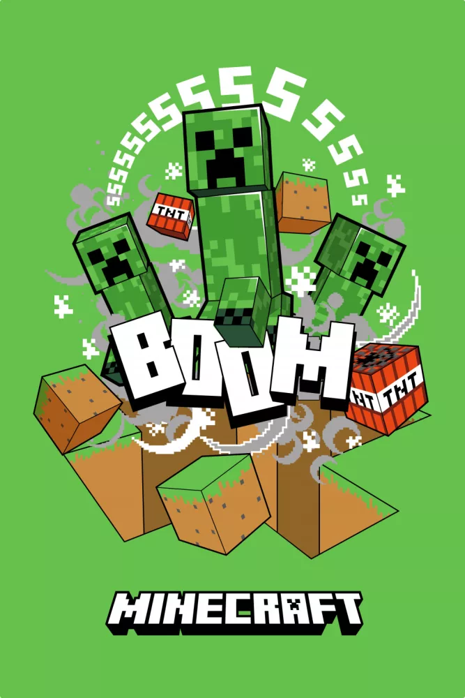 Plaid polaire MINECRAFT 100 x 150 cm couverture boom skin creeper ps5