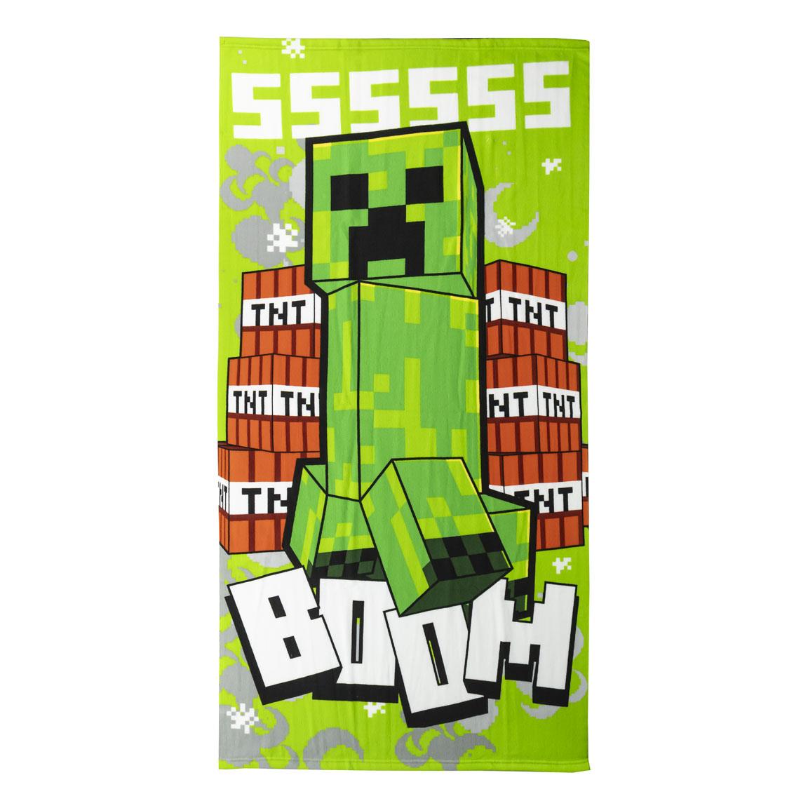 Serviette de bain et de plage MINECRAFT Creeper Boom 70 x 140 cm (Sèche Rapidement)
