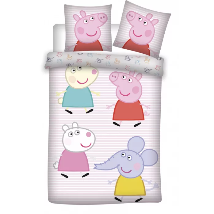 Parure lit Housse de couette réversible PEPPA PIG 100x135cm 100% Coton