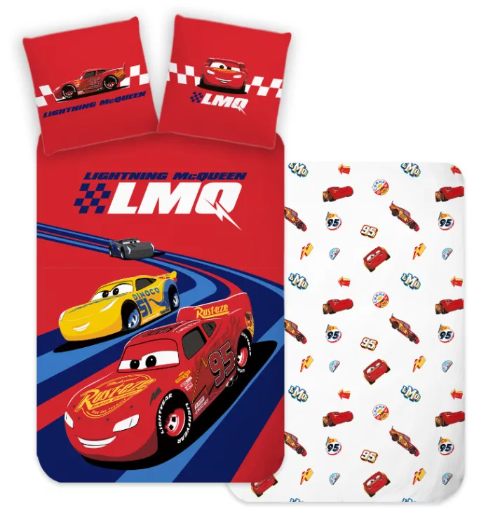 Parure lit Housse de couette réversible DISNEY CARS 100x135cm bébé 100% coton racing dinoco guido