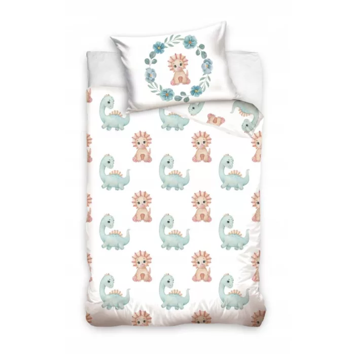 Parure lit Housse de couette réversible DINOSAURES 100% coton pour bébé 100 × 135 cm