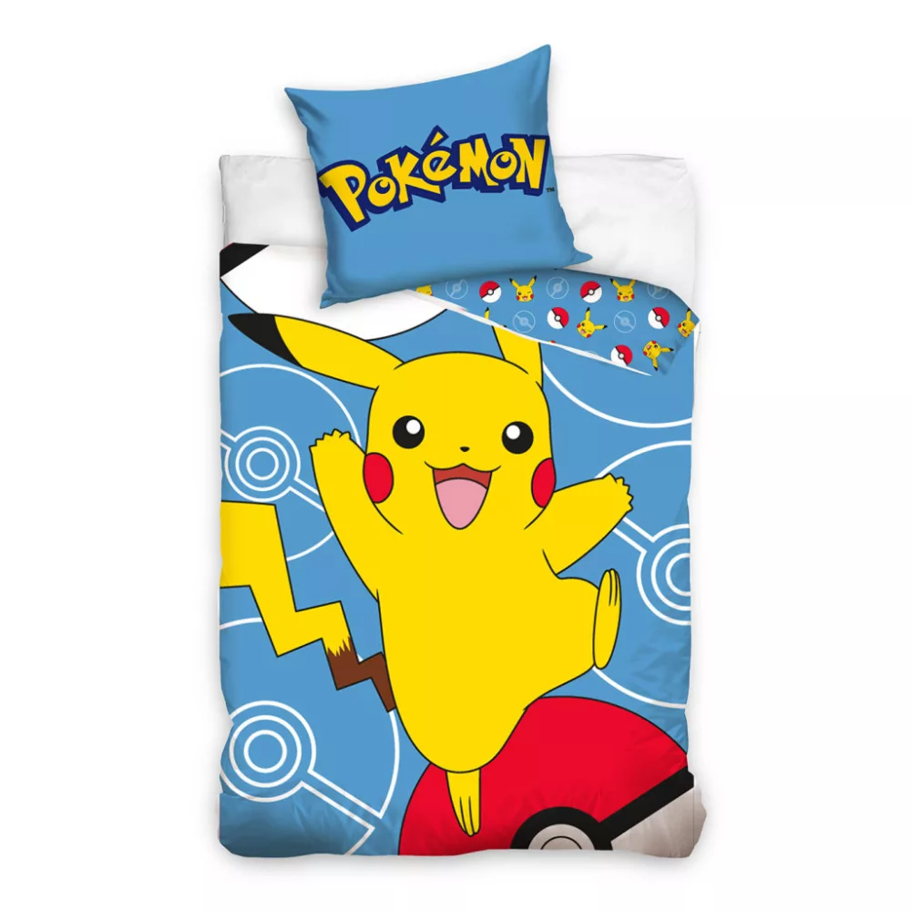 Parure lit Housse de couette réversible POKEMON - 140x200cm - 100% coton - chambre enfant pikachu y shiny