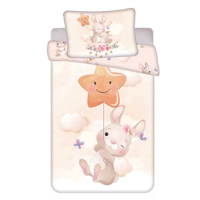 Literie Enfant Lapin Étoile 100x135 cm, 40x60 cm en Coton 100%