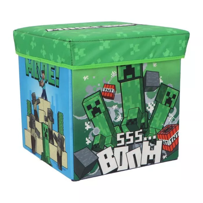 Pouf Coffre de rangement à jouets Minecraft chambre enfant banc Faces Heroes malle Box Bac