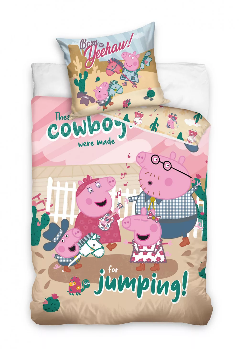 Parure lit Housse de couette réversible PEPPA PIG 140 x 200 cm 100% Coton - Cowboy