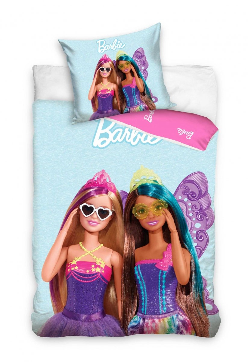 Parure lit Housse de couette 140x200cm BARBIE 100% Coton pour enfant fille collection poupée camping car