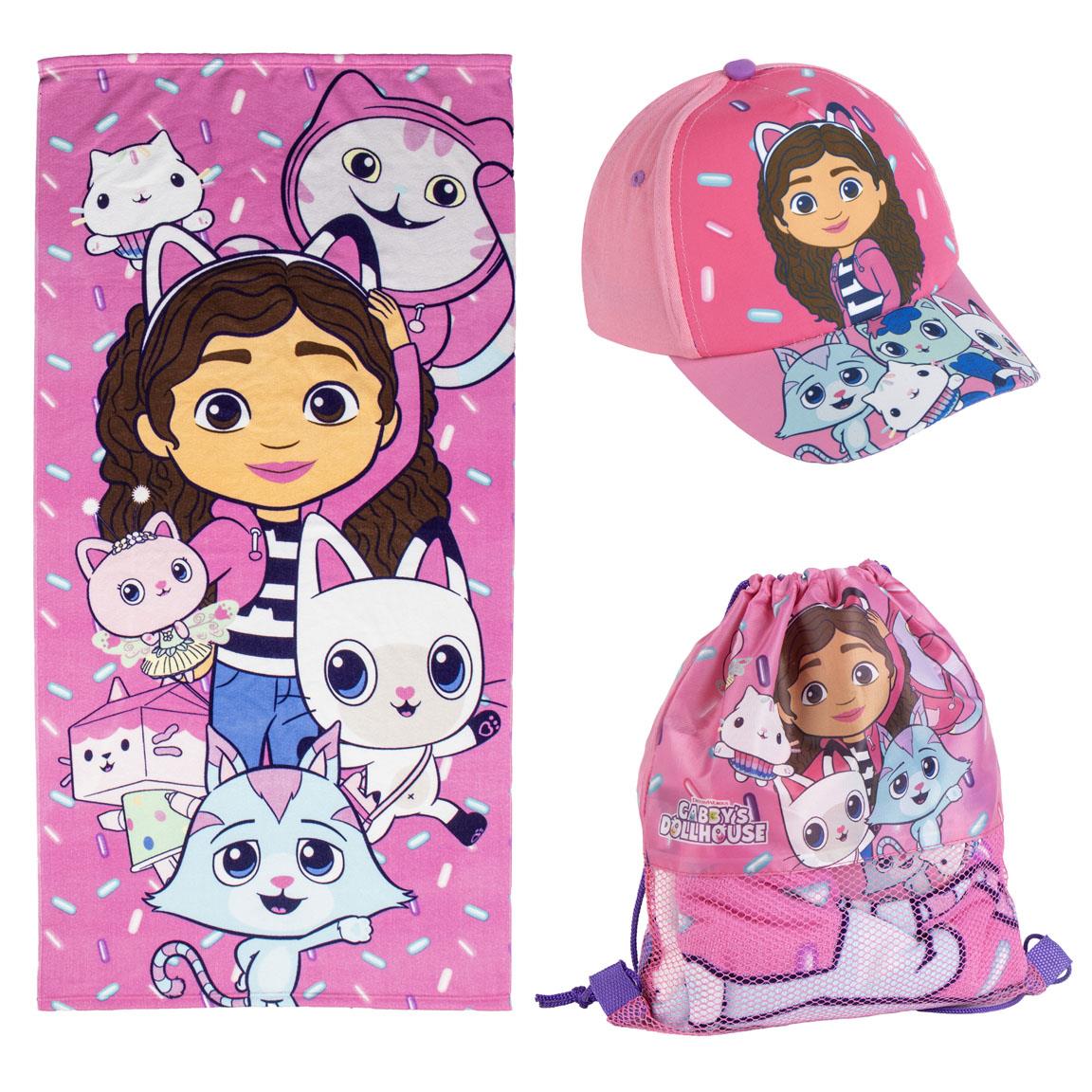 Ensemble d'été GABBY'S DOLLHOUSE pour enfants - 3 pièces essentielles - Sac Casquette Lunettes de soleil