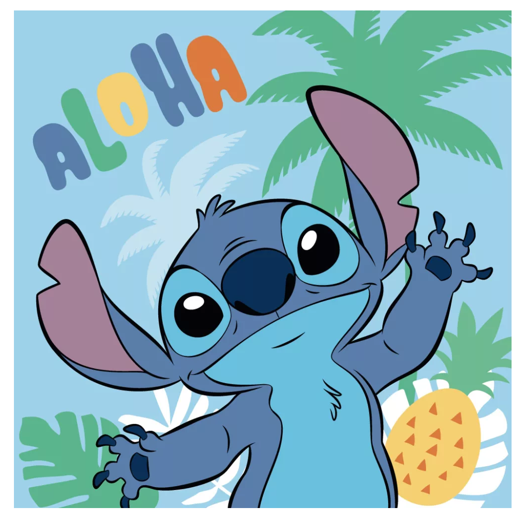 Serviette enfant 30 x 30 cm LILO ET STITCH Disney Aloha mains visage 100% Coton