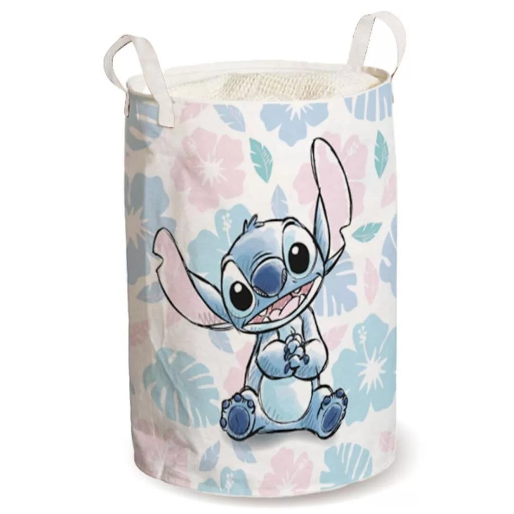 Panier à linge Disney Lilo et Stitch : Fun et pratique pour votre maison, 52x30 cm en polyester doublé pour un rangement merveilleux!