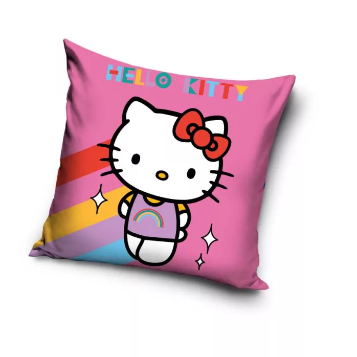 Taie d'oreiller en velours Hello Kitty arc-en-ciel 40x40 cm
