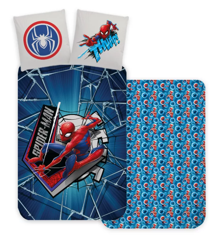 Parure lit Housse de couette Spiderman 100% coton 140x200 cm réversible man pour enfant garçon
