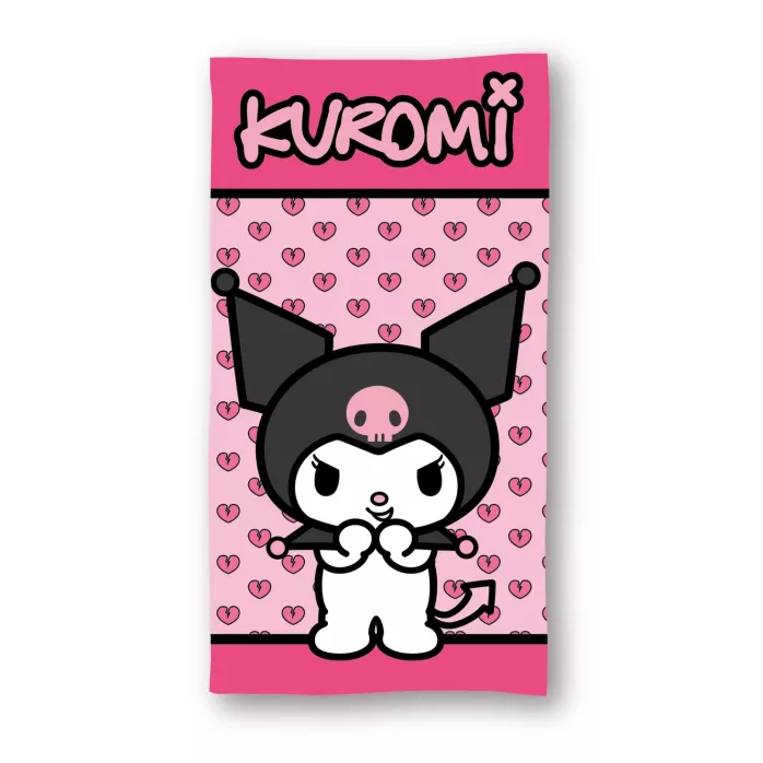 Serviette de plage ou Drap de bain KELLO KITTY Kuromi - 70x140 cm (Séchage Rapide)