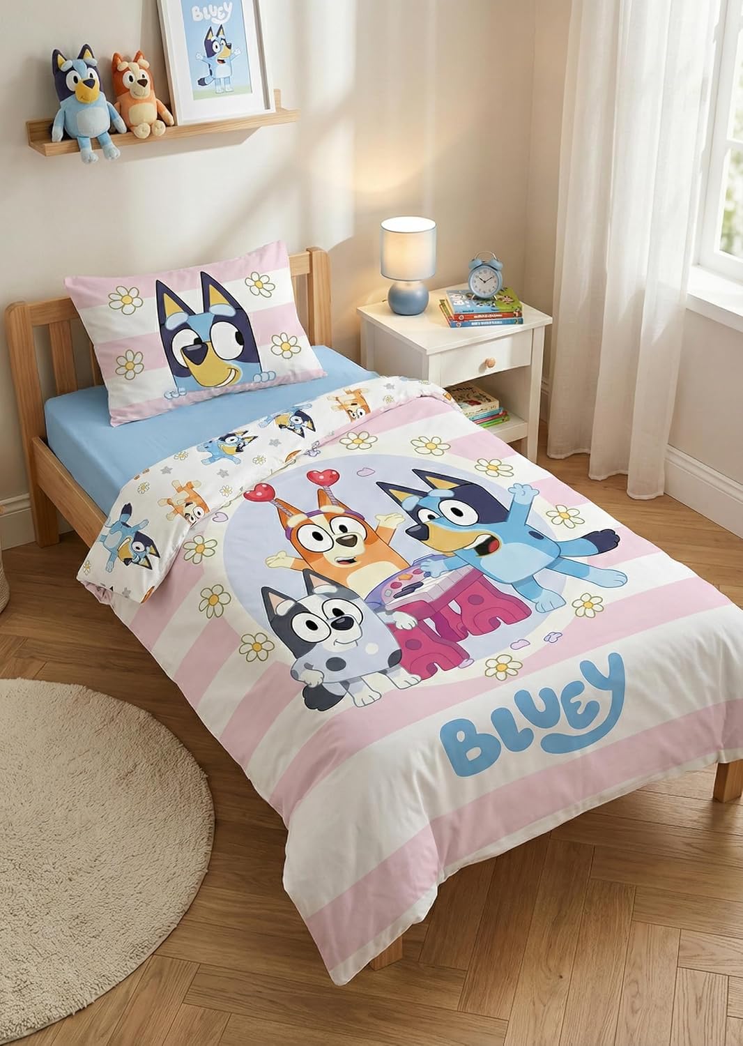 Parure lit Housse de couette réversible BLUEY 100x135cm 100% Coton - Bingo fleurs