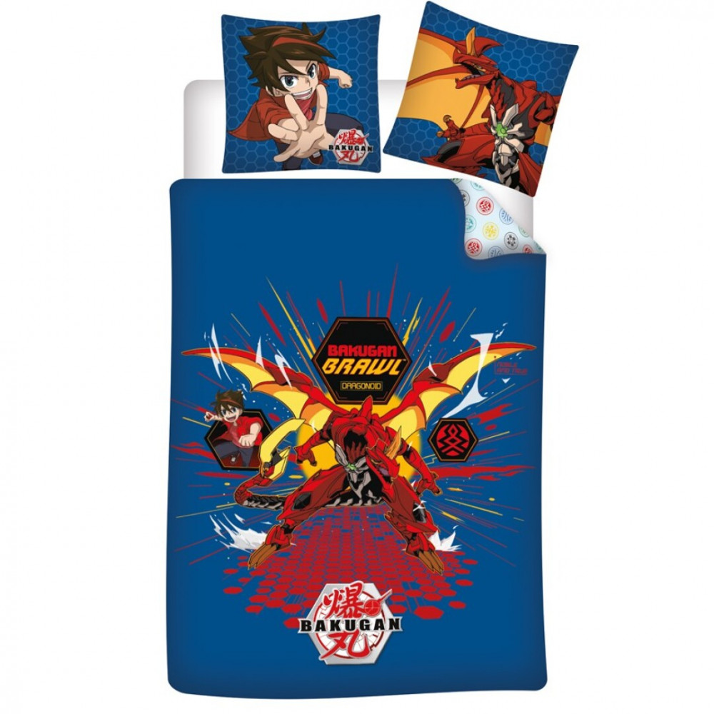 Parure lit Housse de couette 140x200cm BAKUGAN dragon battle réversible chambre enfant bacougane