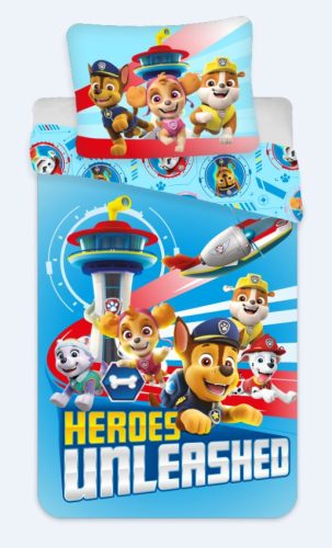La Pat' Patrouille - Parure lit Housse de couette réversible 140x200cm pour enfant Paw Patrol Pat Chase Jeu Heroes Unleashed