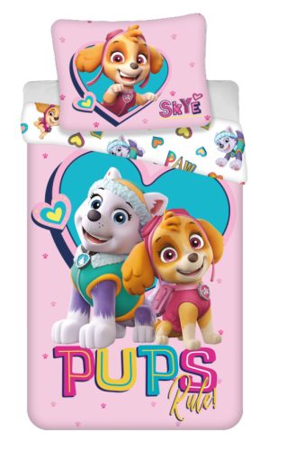 Parure lit Housse de couette La Pat' Patrouille pour enfant fille Paw Patrol Pups  Skie - réversible 140x200