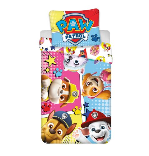 La Pat' Patrouille - Parure lit Housse de couette réversible 140x200cm pour enfant Paw Patrol Pat Chase Jeu Comic