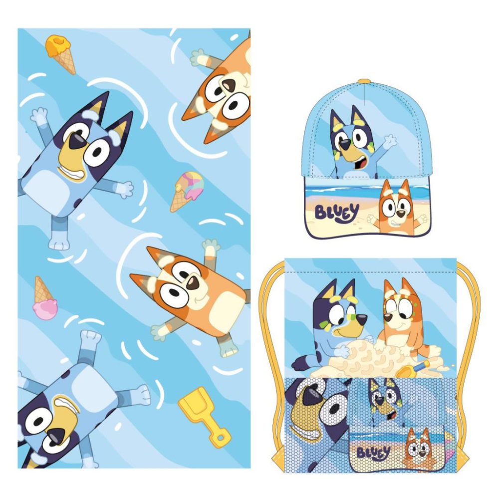 Bluey - Ensemble serviette , sac de sport et casquette de baseball - plage