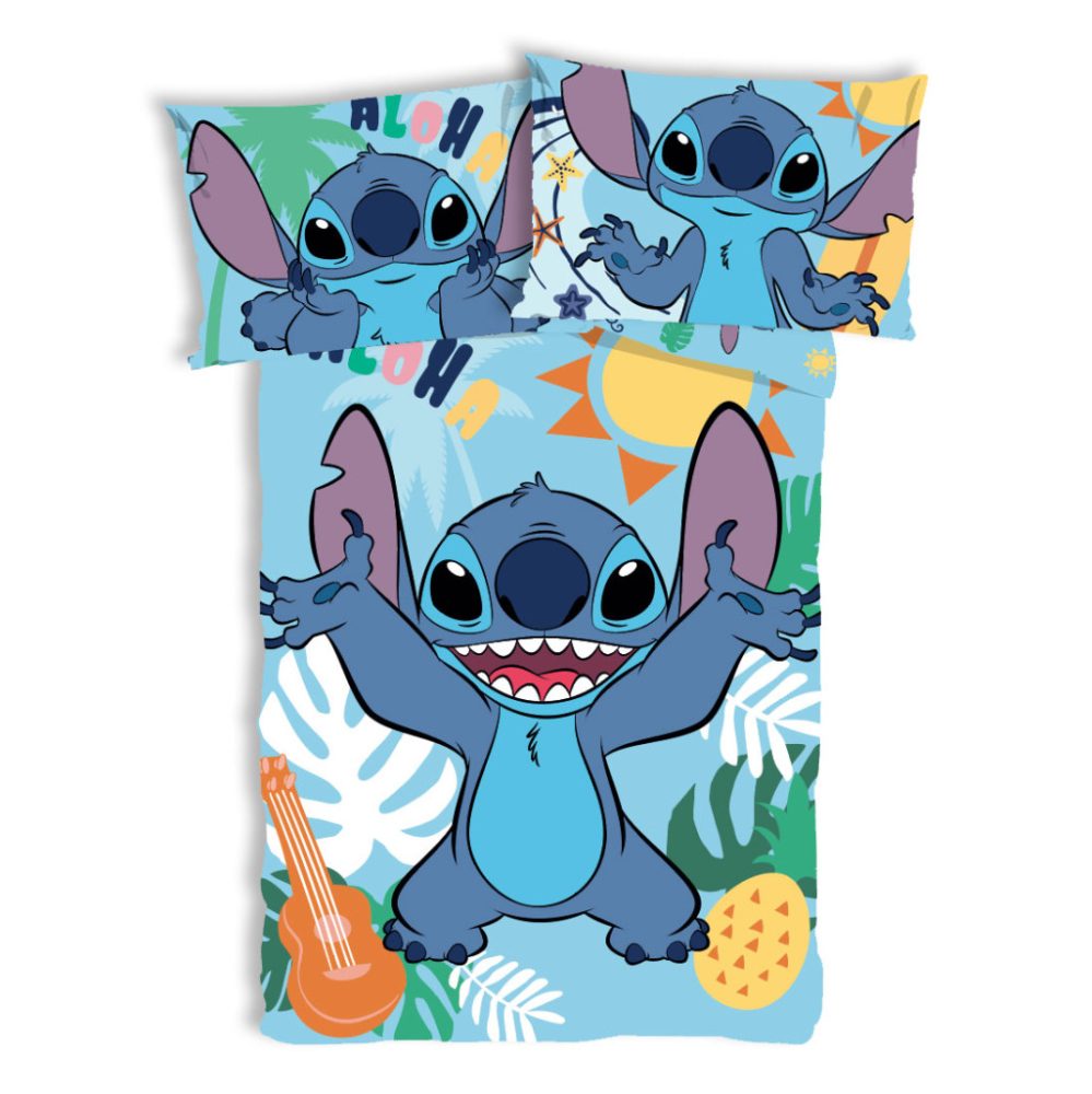 Parure lit Housse de couette réversible enfant DISNEY LILO ET STITCH 100x135cm 100% coton - Petit Lit 1 place