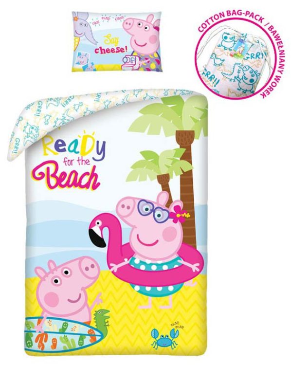 Parure lit Housse de couette réversible PEPPA PIG 140x200cm 100% coton
