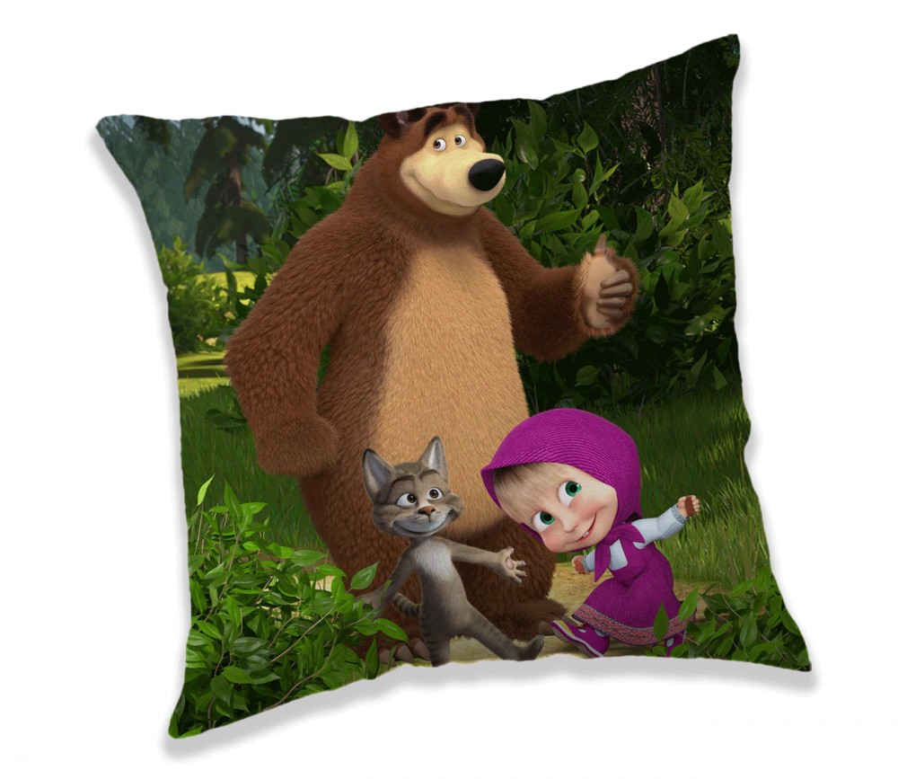 Coussin MASHA ET MISHKA 40x40 cm oreiller pour canapé chambre salon macha et l'ours