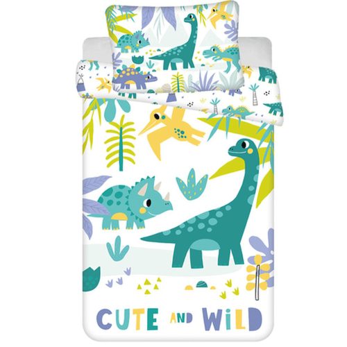 Parure lit bébé Housse de couette réversible DINOSAURE 100x135cm 100% coton