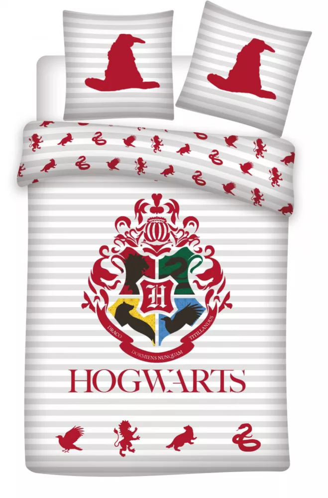 Housse de couette Harry Potter 100% coton 140×200 cm, 70×90 cm blanc