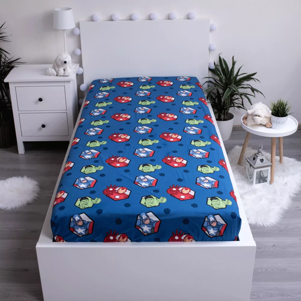 Drap housse lit enfant 90 x 200 cm AVENGERS Marvel - 100% Coton