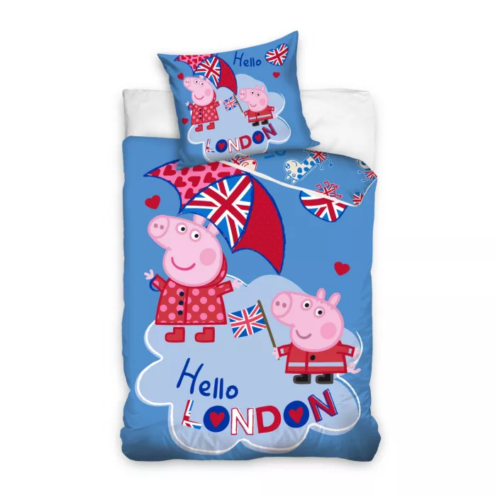 Parure lit Housse de couette réversible PEPPA PIG 140 × 200 cm 100% coton - Hello London