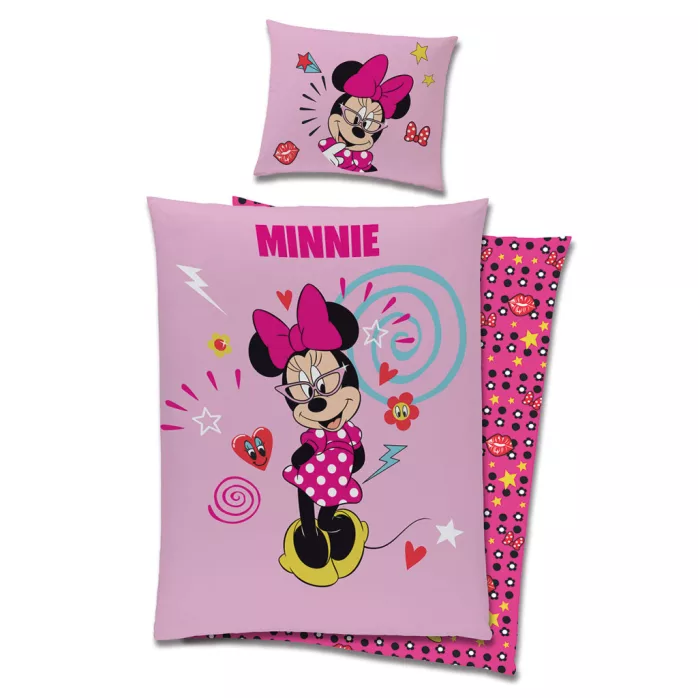 Parure lit Housse de couette réversible disney MINNIE MOUSE - 140x200cm - 100% coton - chambre enfant