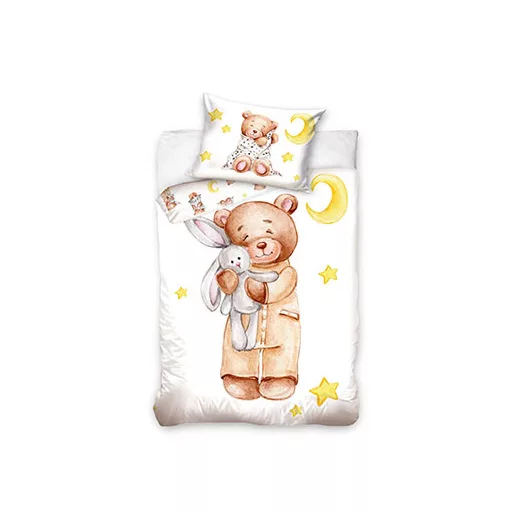 Parure lit Housse de couette réversible " Teddy Bear " 100% coton pour bébé 90 x 120 cm ourson