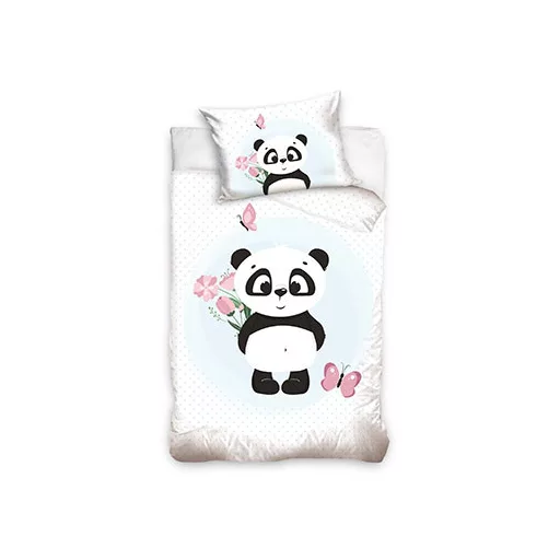 Parure lit Housse de couette réversible " PANDA " 100% coton pour bébé 90 x 120 cm