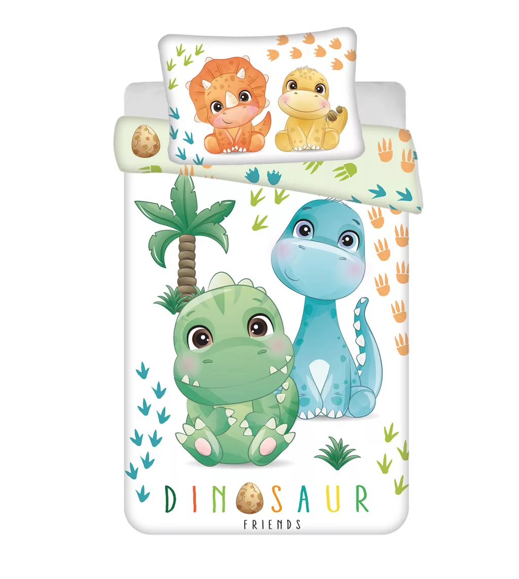 Ensemble de literie pour enfants "Amis des Dinosaures" en coton 100%, 100×135 cm - 40×60 cm