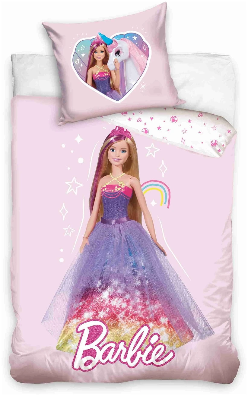Parure lit Housse de couette réversible BARBIE Magic 100 x 135 cm 100% coton