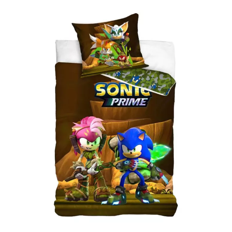 Parure lit Housse de couette SONIC 100% coton 140x200 cm réversible the hedgehog pour enfant garçon