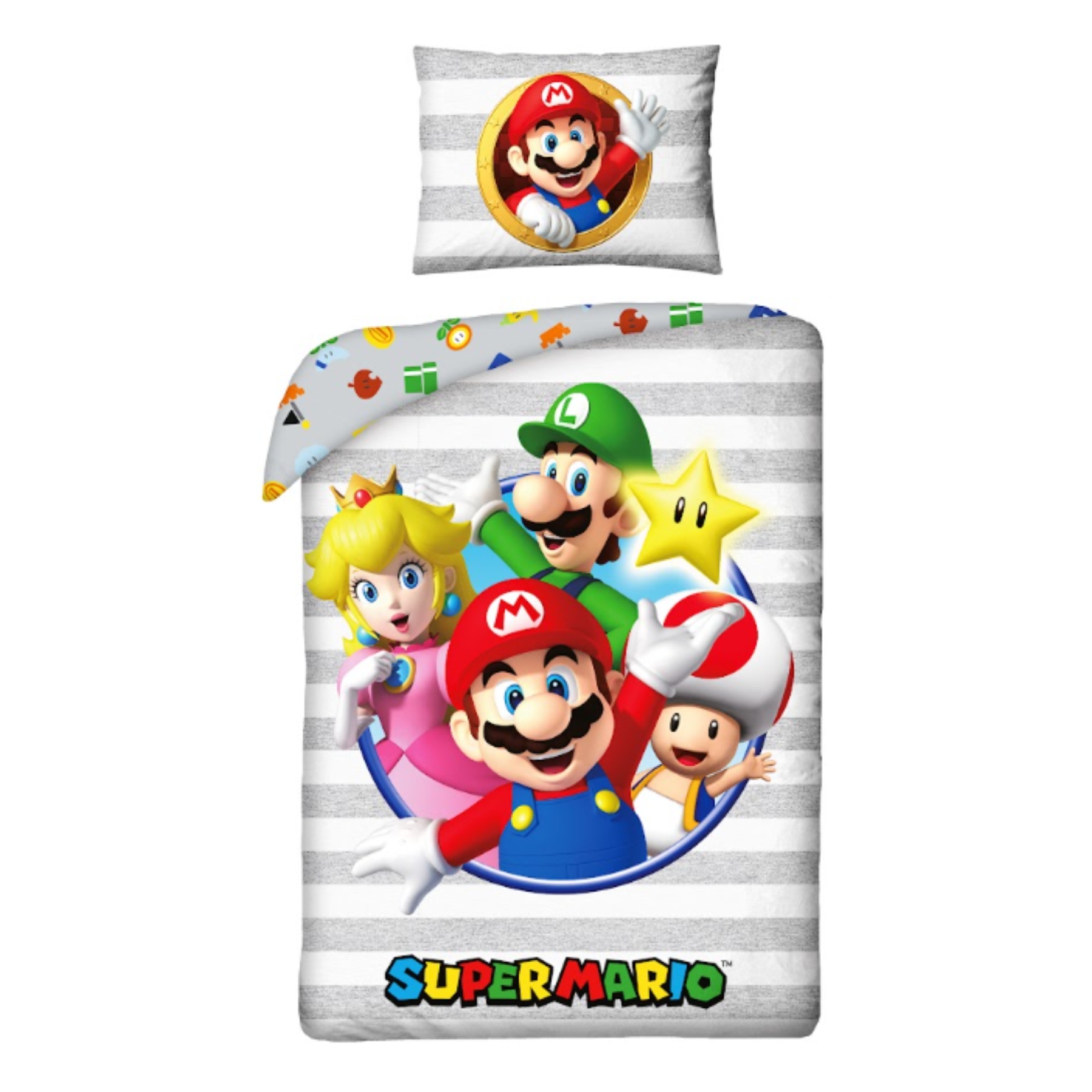 Parure lit Housse de couette réversible SUPER MARIO 140x200cm switch lego party