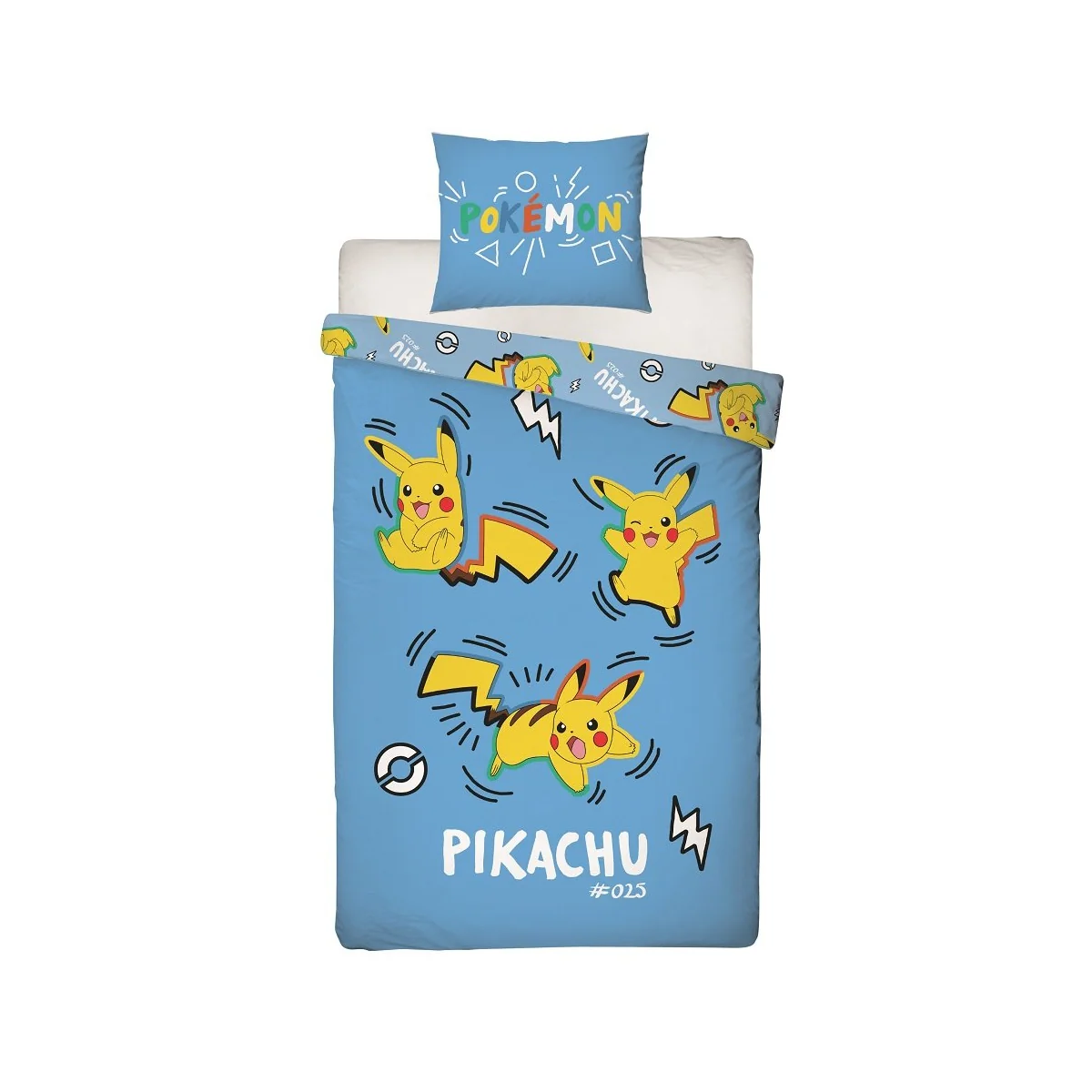 Parure lit Housse de couette 140x200cm POKEMON réversible Pikachu y shiny z