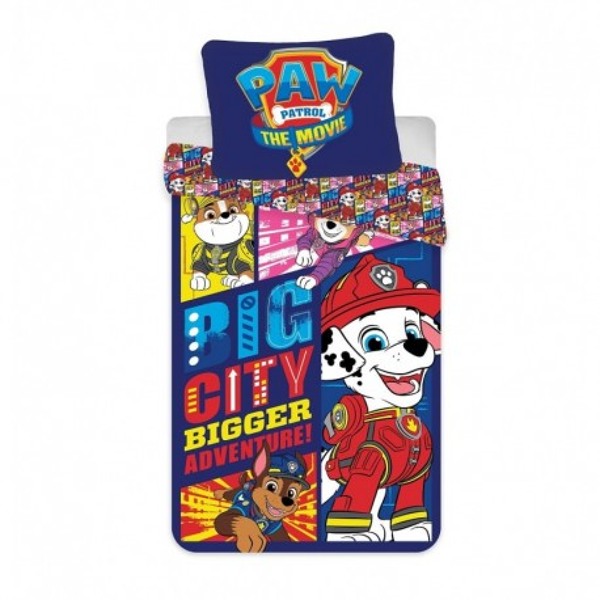 Parure lit Housse de couette réversible 100x135cm La Pat' Patrouille 100% Coton pour enfant Paw Patrol Pat Chase Jeu