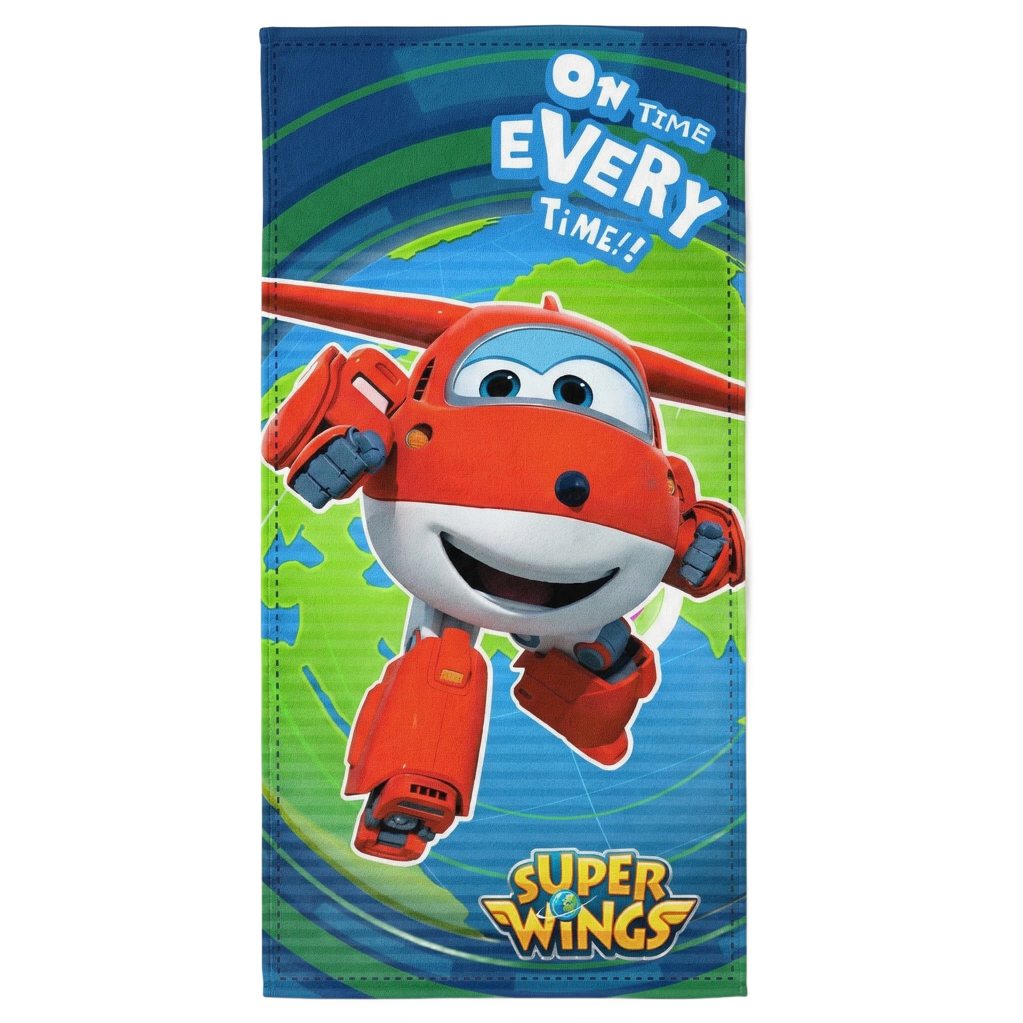 Serviette de Bain et Plage SUPER WINGS enfants - 70 x 140 cm - Poly Coton - On Time