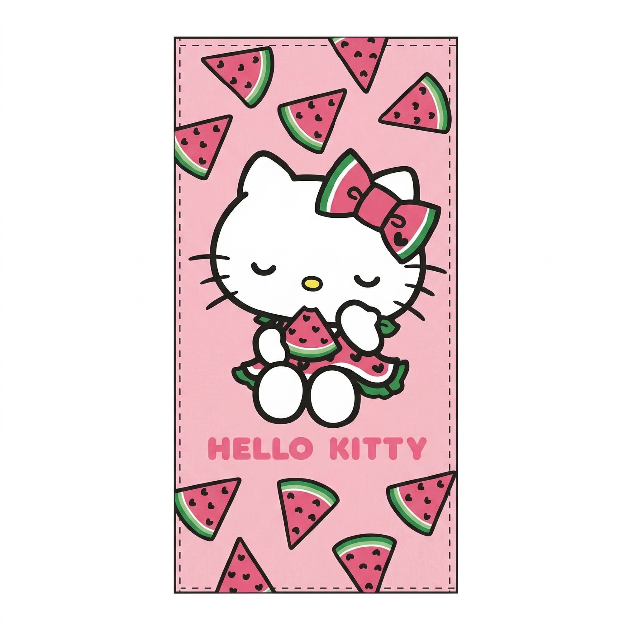 Serviette de plage ou Drap de bain HELLO KITTY - 70x140 cm - 100% Coton - Licence Officielle