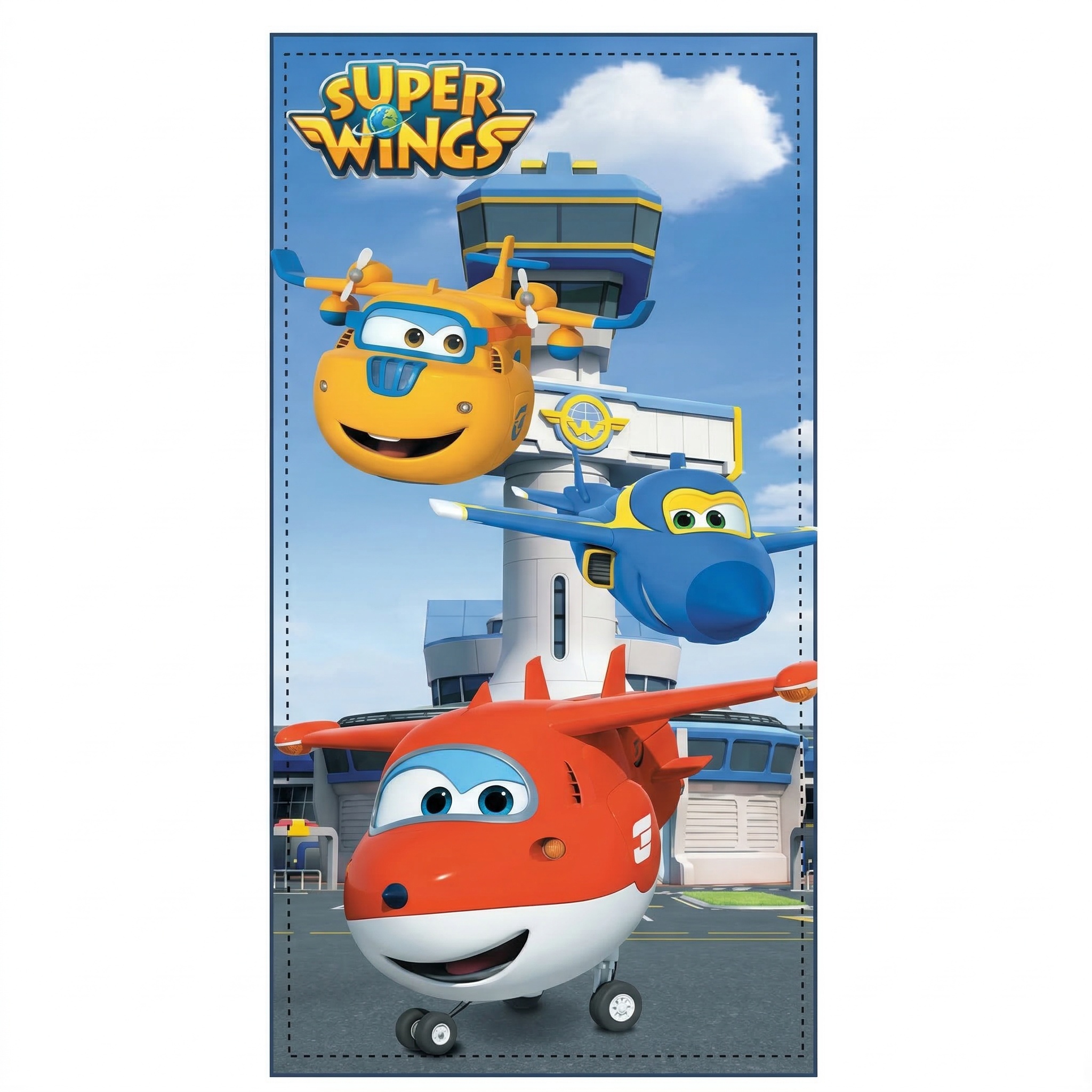 Serviette de Bain et Plage SUPER WINGS enfants - 70 x 140 cm - Poly Coton - Trio