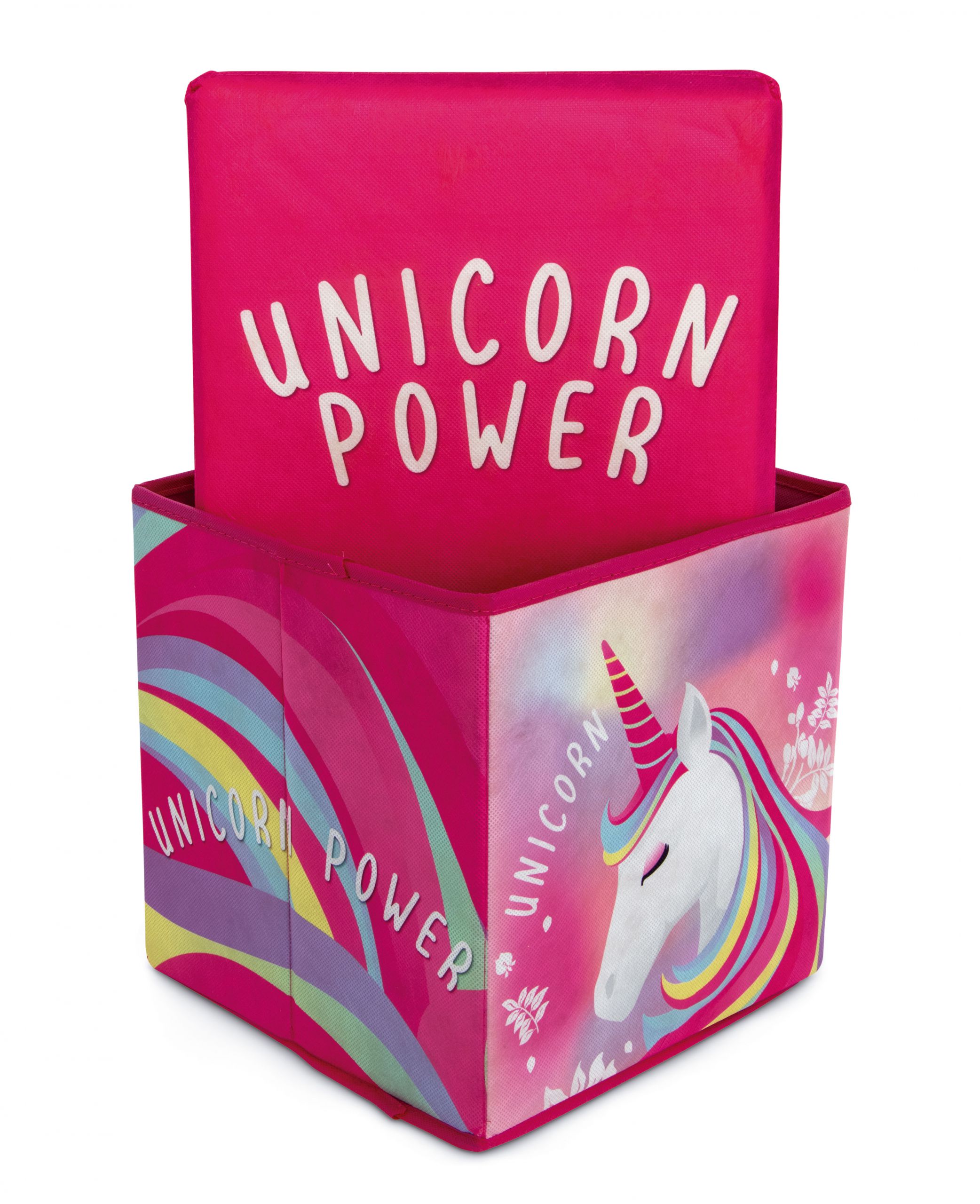 Pouf Coffre de rangement à jouets LICORNE chambre enfant fille banc malle Box
