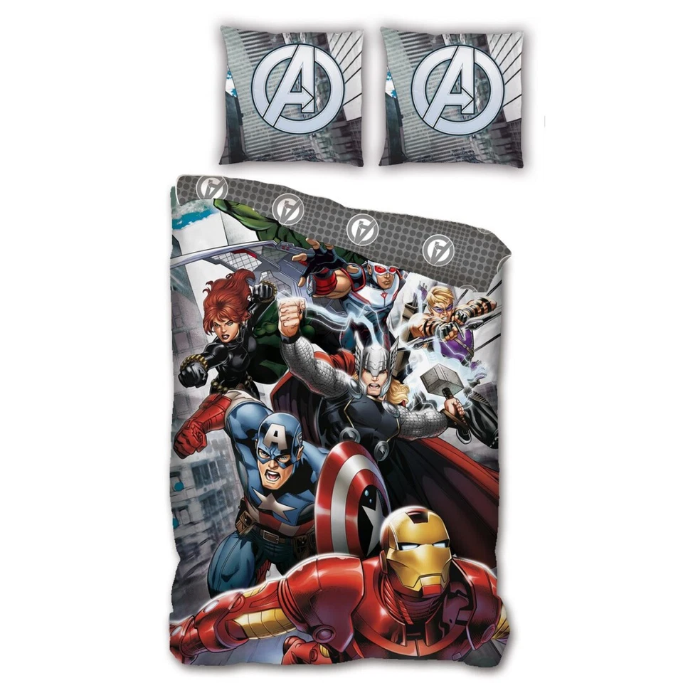 Parure lit Housse de couette réversible AVENGERS pour garçon 140x200cm Marvel Titan Héro