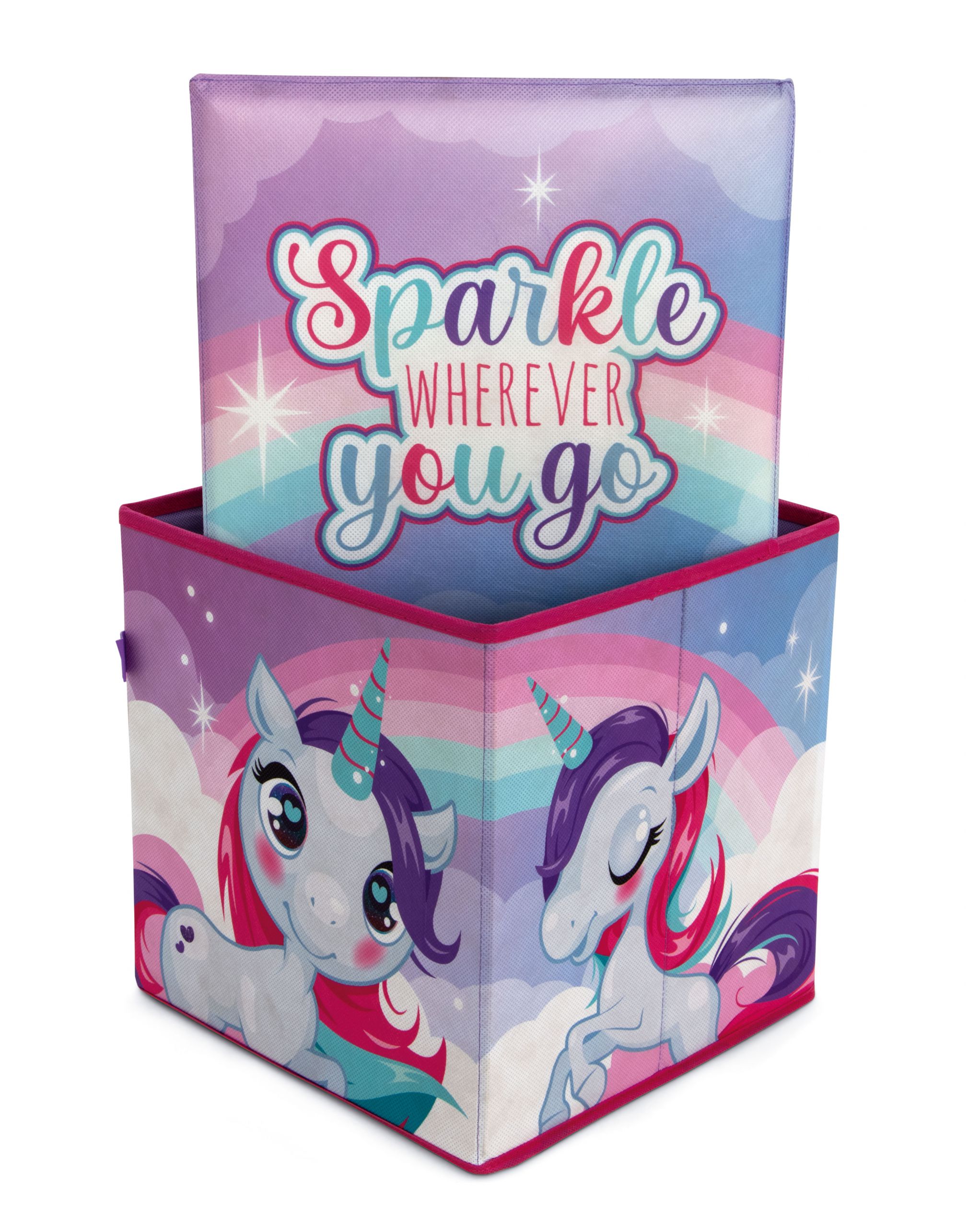Pouf Coffre de rangement à jouets UNICORN chambre enfant fille banc malle Box
