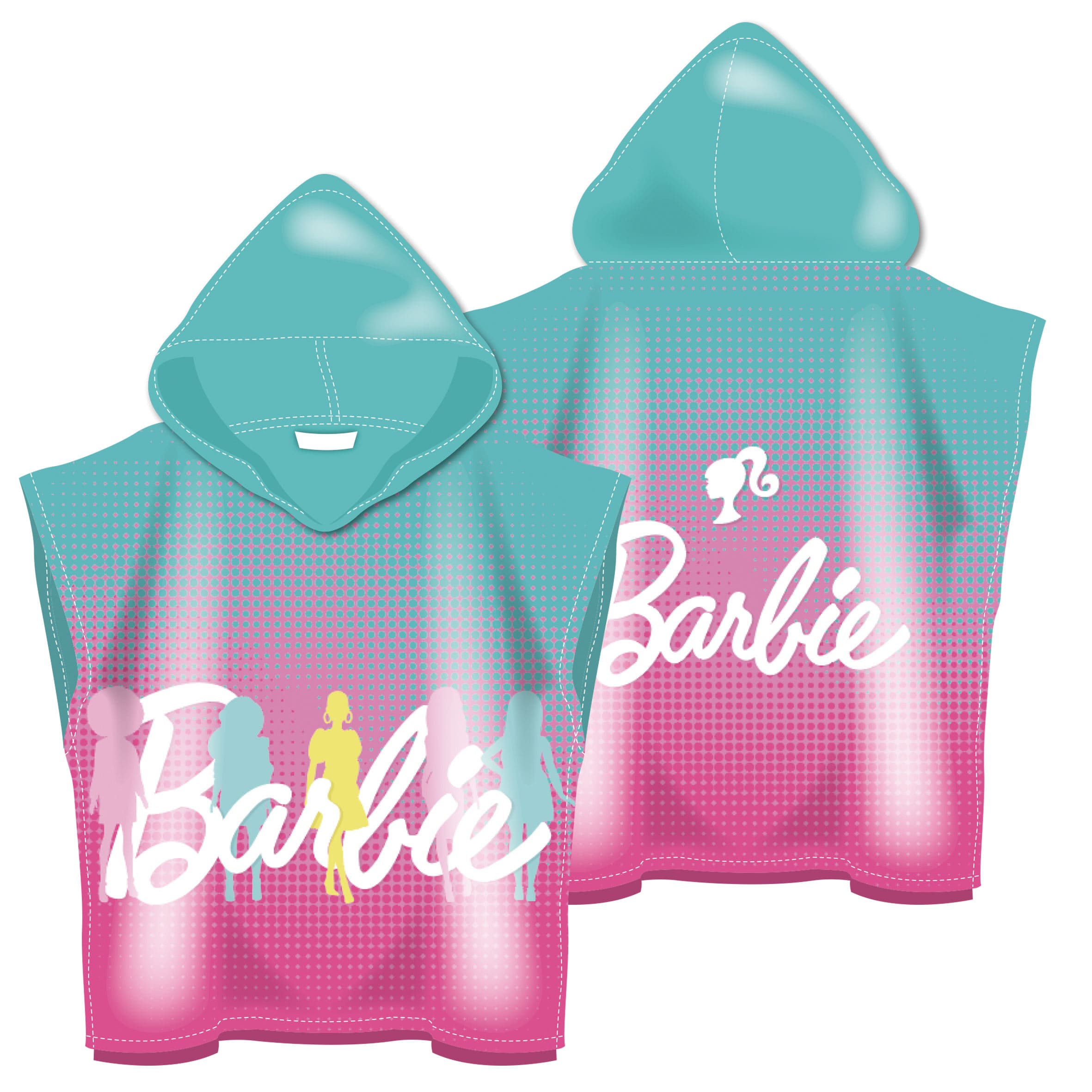 Poncho - Cape de bain Microfibre - Barbie - 50x50cm