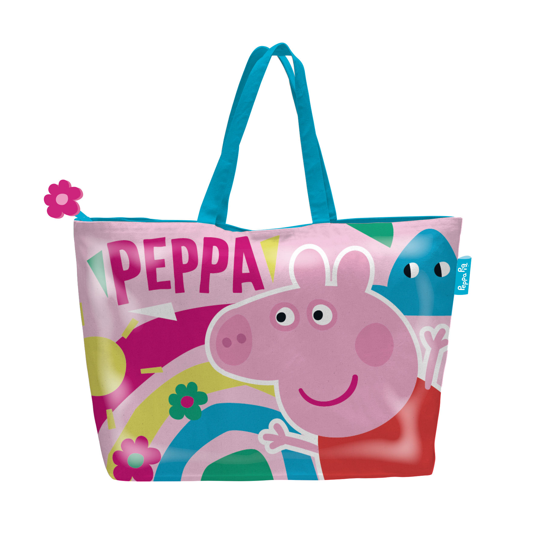 Sac de plage PEPPA PIG Rose avec fermeture éclair 48 x 32 cm