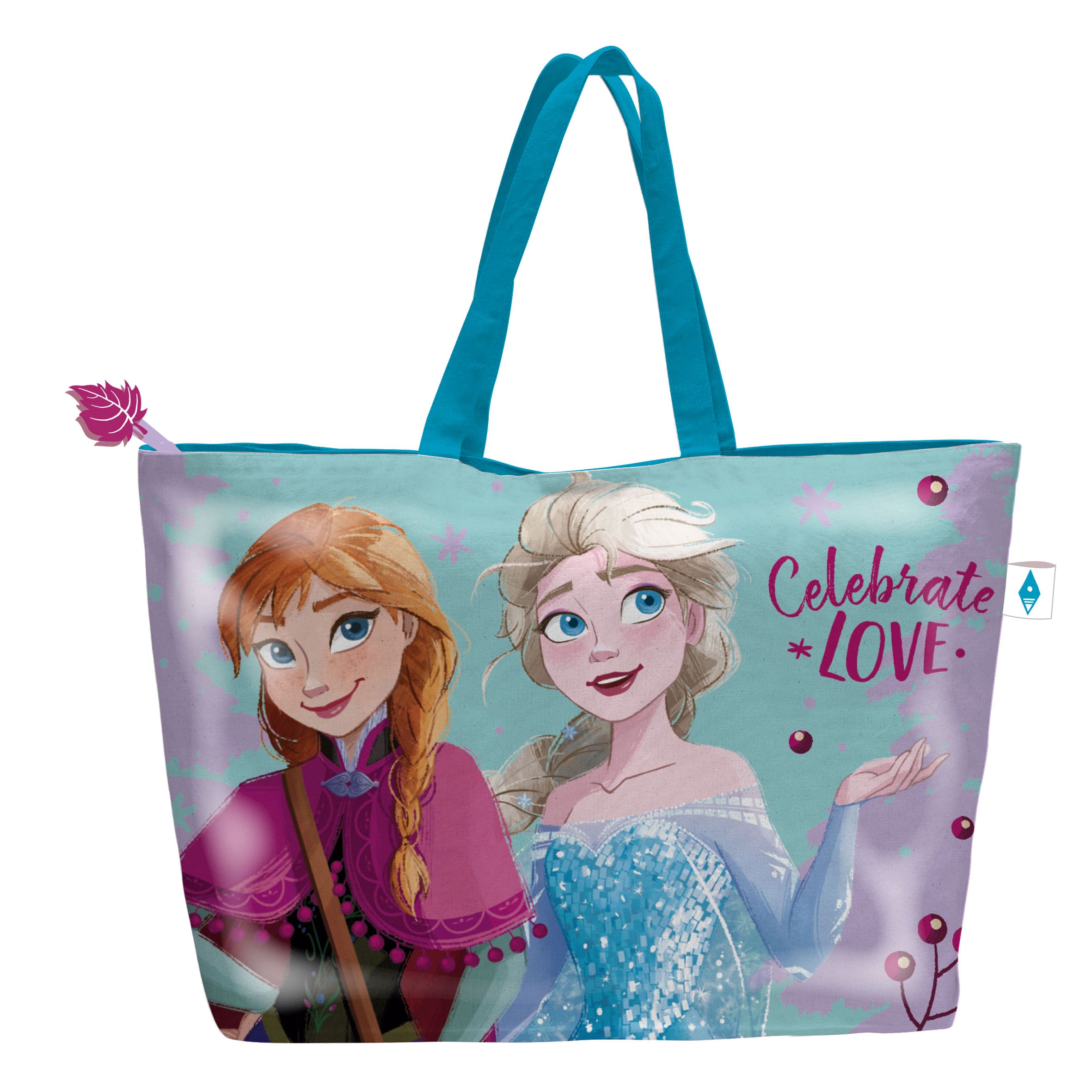 Sac de plage LA REINE DES NEIGES avec fermeture éclair 48 x 32 cm