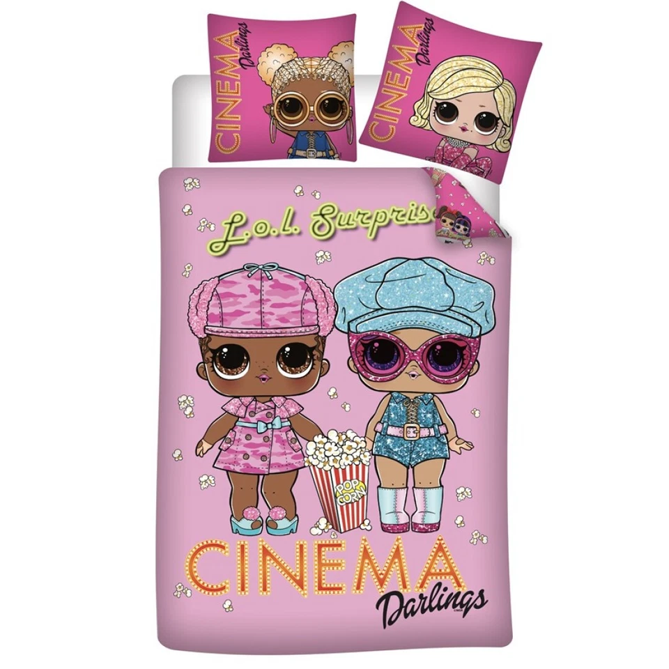 Parure lit Housse de couette réversible LOL Surprise pour fille 140x200cm queen big bb glitter fashion